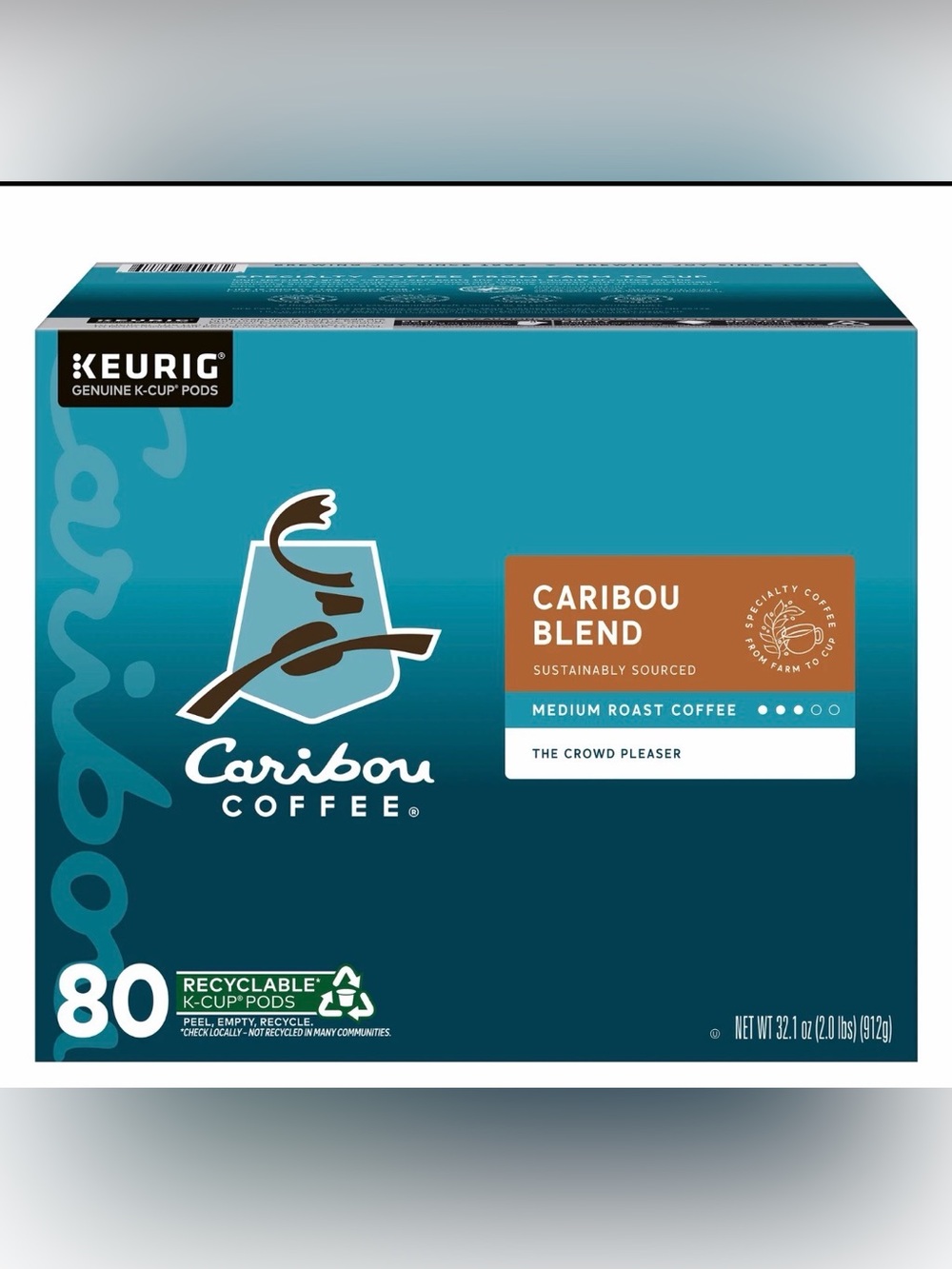 Caribou Coffee Caribou Blend K-Cup Pods, Medium Roast, 80-count